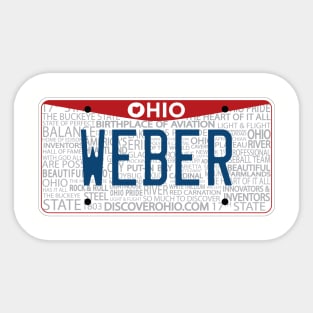 State of Ohio custom Weber vanity license plate Sticker